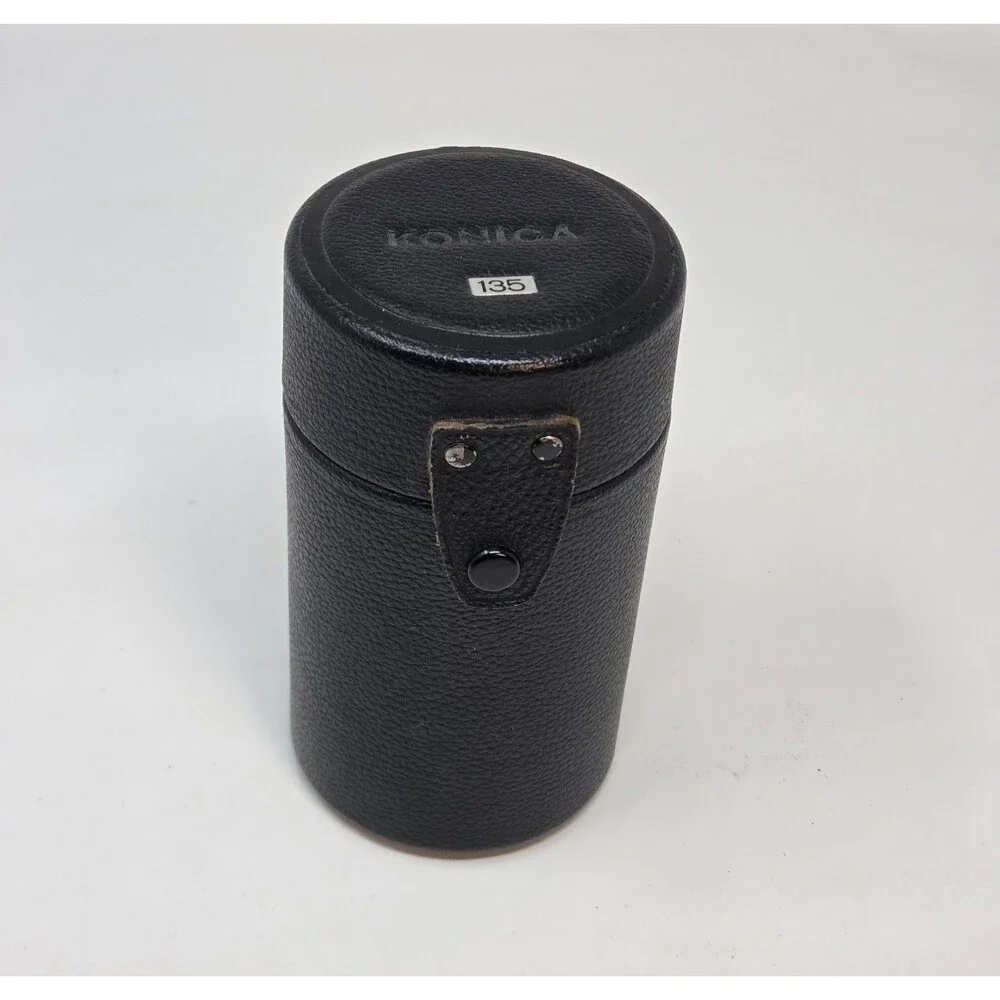 Konica 135mm Lens Case Empty OEM Vintage Japan Black Leatherette Velvet Lined